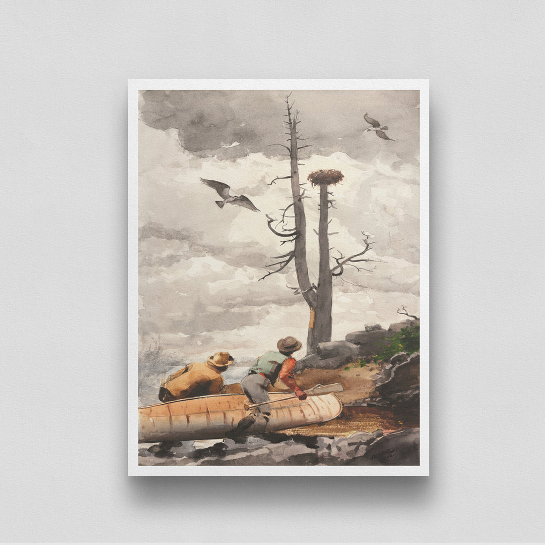 Cloudy Sky With Birds by Winslow Homer 3 : 4 Vertical New Premium Wall Art Canvas by MeriDeewar