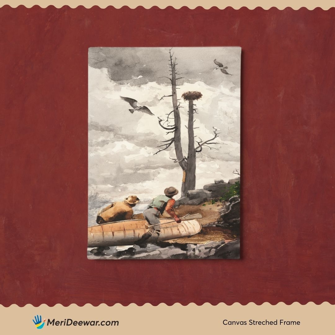 Cloudy Sky With Birds by Winslow Homer 3 : 4 Vertical New Premium Wall Art Canvas by MeriDeewar