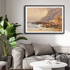 Coastal Serenity – Fisherman’s Cove by the Cliffs 2 : 3 Horizontal Premium Wall Art Canvas by MeriDeewar