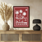 Coconut Tree & Rural Life: Idyllic Warli Art Painting 3 : 4 Vertical New Premium Wall Art Canvas by MeriDeewar