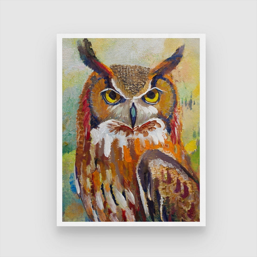 Colorful Abstract Owl Bird Painting 3 : 4 Vertical New Premium Wall Art Canvas by MeriDeewar