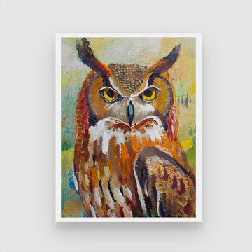 Colorful Abstract Owl Bird Painting 3 : 4 Vertical New Premium Wall Art Canvas by MeriDeewar