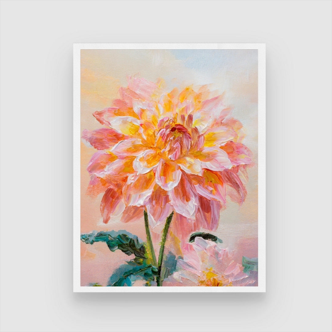 Colorful Dahlia Abstract Painting – Unique Art by MeriDeewar 3 : 4 Vertical New Premium Wall Art Canvas by MeriDeewar