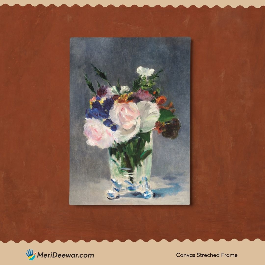 Colorful Flowers in the Vase by Édouard Manet 3 : 4 Vertical New Premium Wall Art Canvas by MeriDeewar