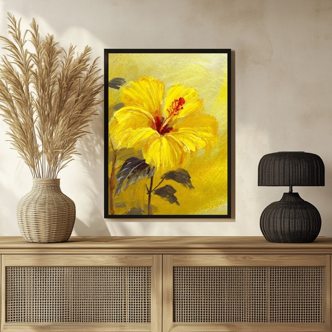 Colorful Hibiscus Flower Abstract Art Canvas - Wall Decoration 3 : 4 Vertical New Premium Wall Art Canvas by MeriDeewar