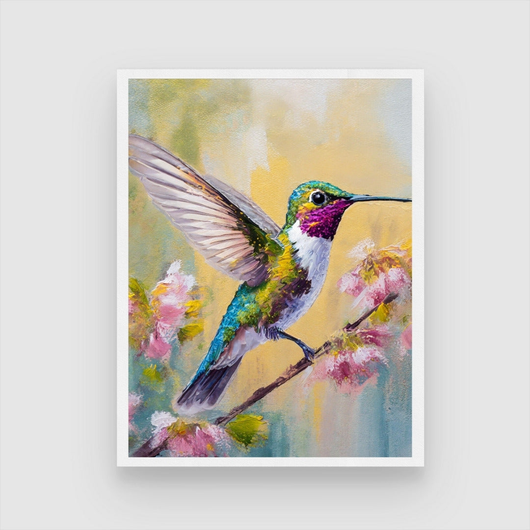 Colorful Humming bird Abstract Painting – Modern Art for Interiors 3 : 4 Vertical New Premium Wall Art Canvas by MeriDeewar