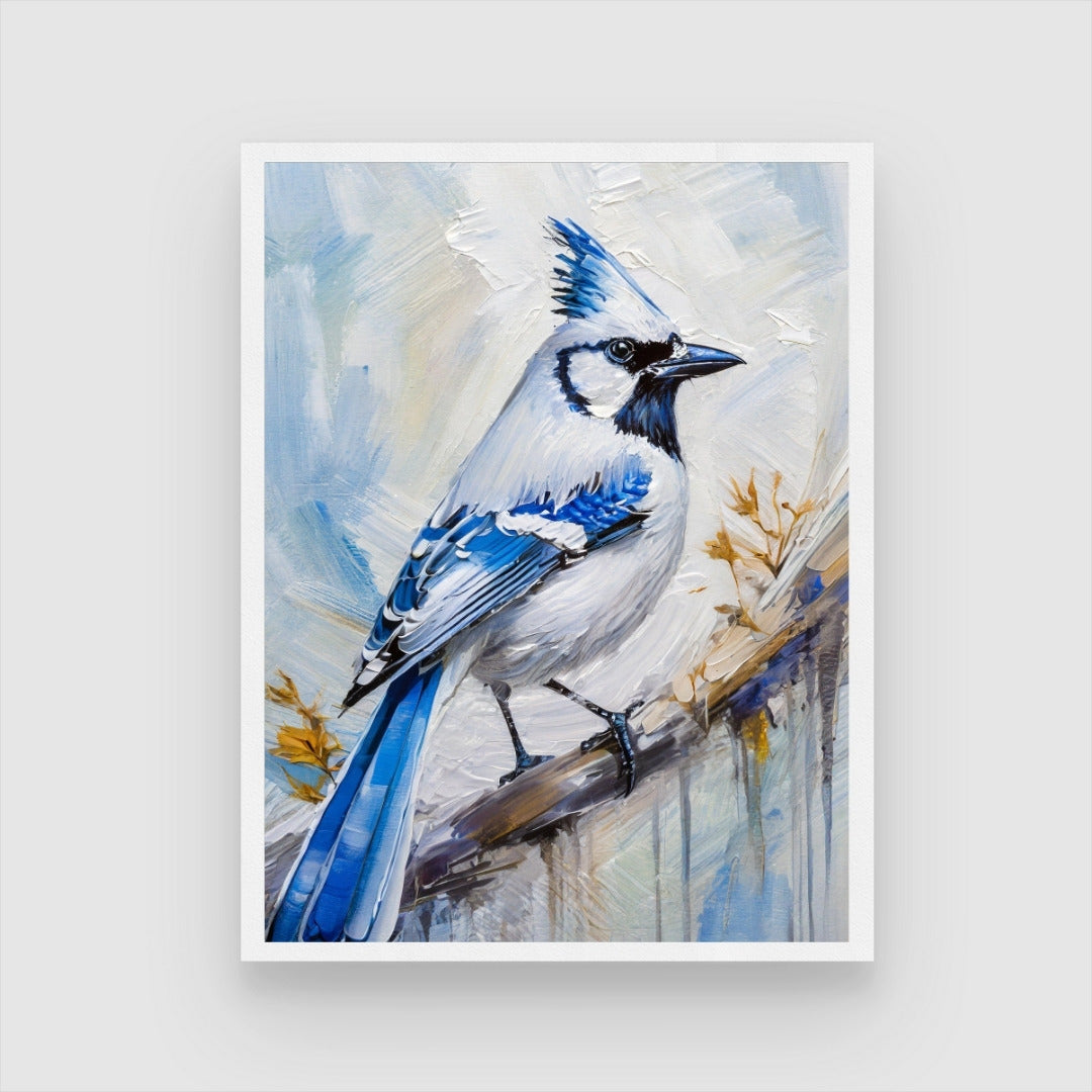 Colorful Jay Bird Abstract Art - Perfect for Living Room Decor 3 : 4 Vertical New Premium Wall Art Canvas by MeriDeewar