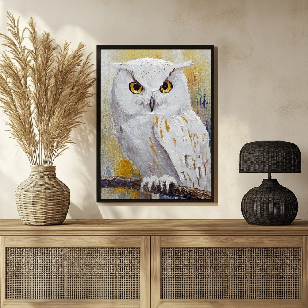 Colorful Owl Bird Abstract Painting – Perfect Wall Art Piece 3 : 4 Vertical New Premium Wall Art Canvas by MeriDeewar