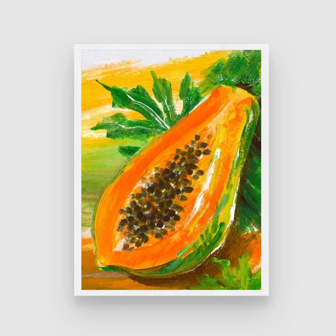 Colorful Papaya Abstract Art - Unique Home Decor 3 : 4 Vertical New Premium Wall Art Canvas by MeriDeewar