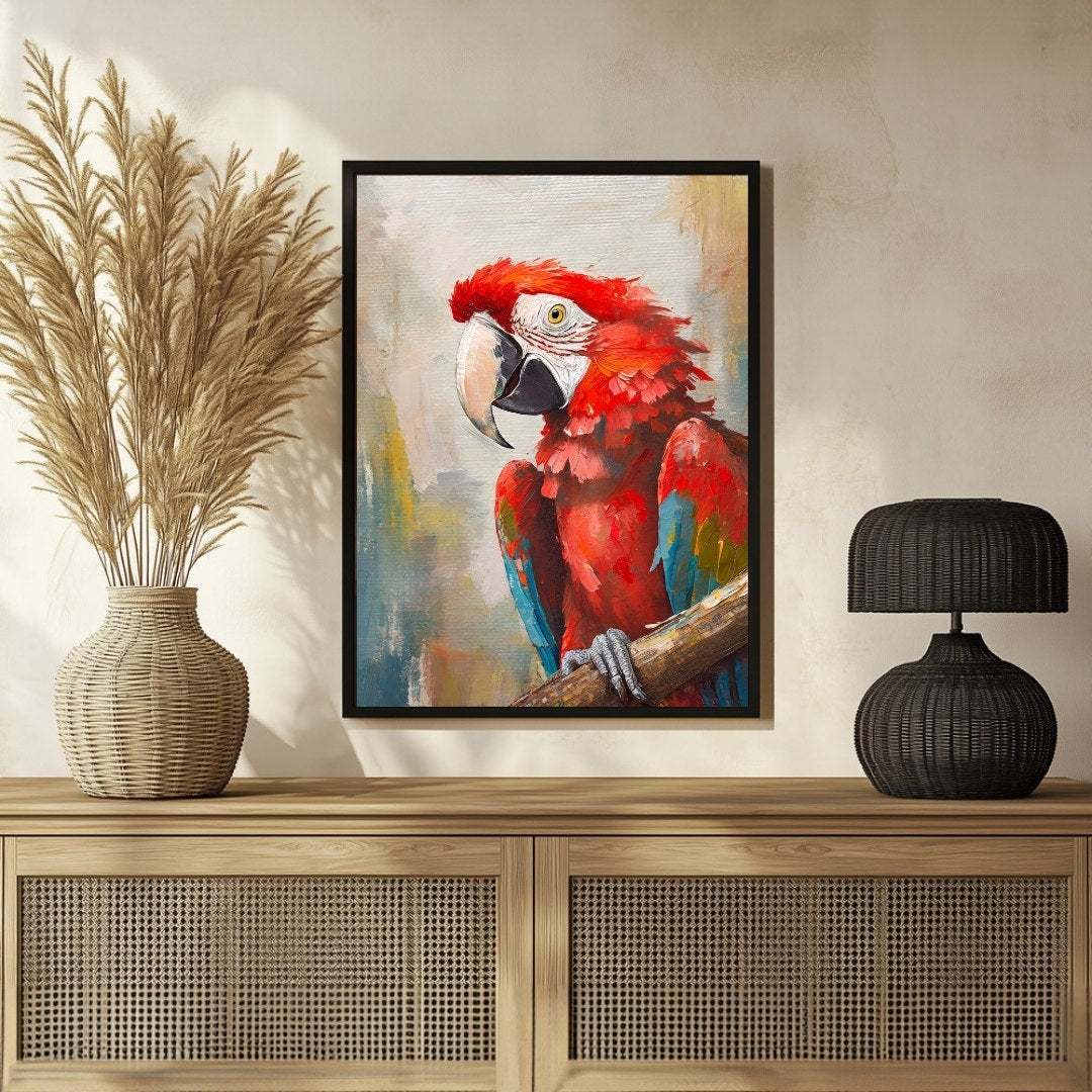 Colorful Parrot Art - Abstract Painting for Contemporary Spaces 3 : 4 Vertical New Premium Wall Art Canvas by MeriDeewar