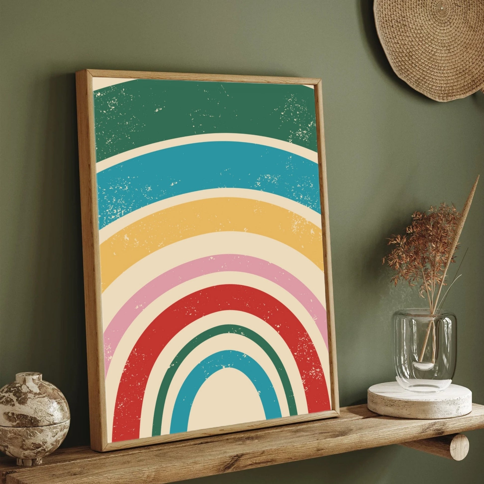Colorful Rainbow Canvas Print | Bright Abstract Painting for Living Room 2 : 3 Vertical Premium Wall Art Canvas by MeriDeewar