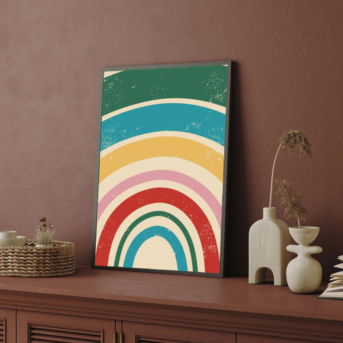 Colorful Rainbow Canvas Print | Bright Abstract Painting for Living Room 2 : 3 Vertical Premium Wall Art Canvas by MeriDeewar