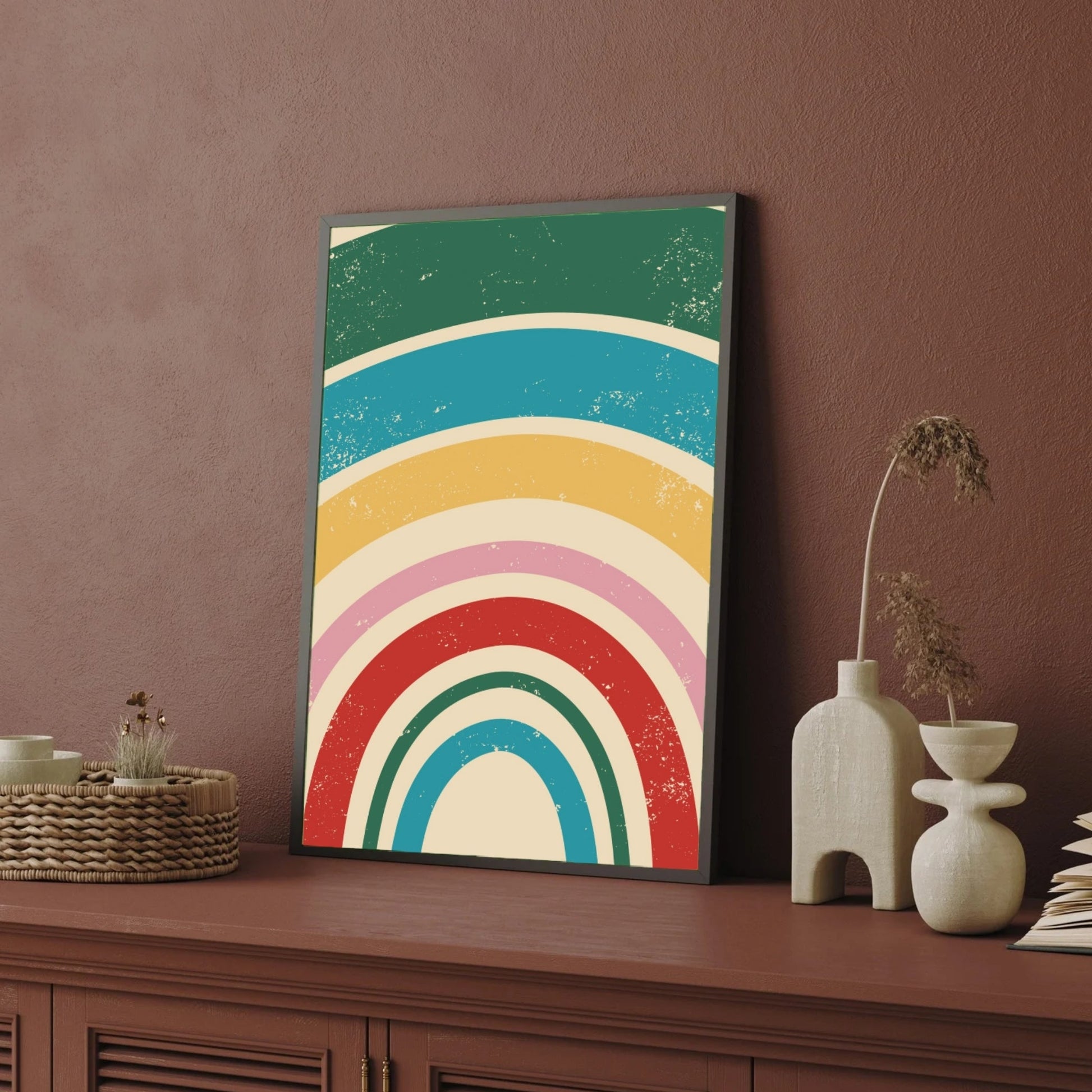 Colorful Rainbow Canvas Print | Bright Abstract Painting for Living Room 2 : 3 Vertical Premium Wall Art Canvas by MeriDeewar