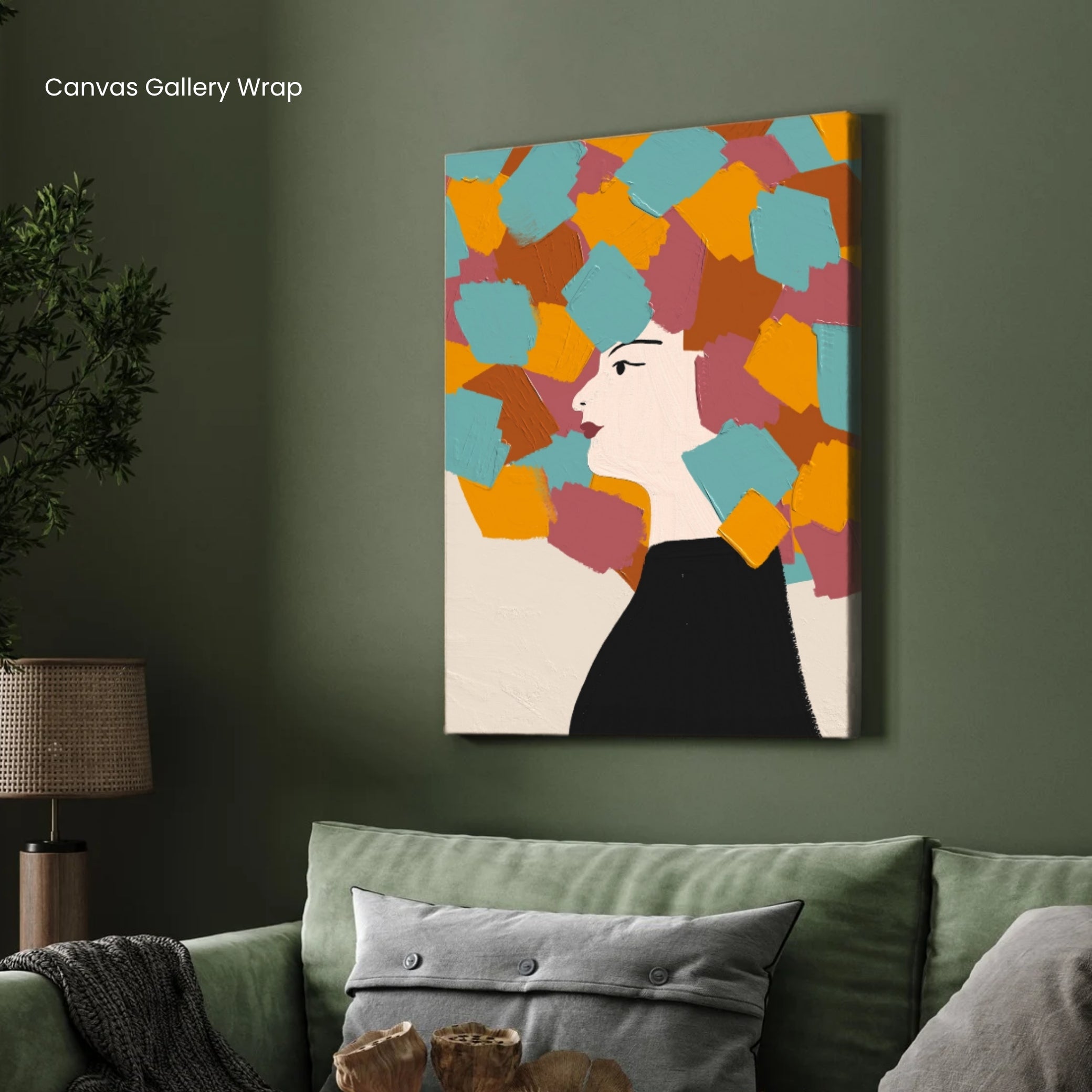 Colorful Thoughts – Abstract Woman Portrait Canvas 2 : 3 Vertical Premium Wall Art Canvas by MeriDeewar