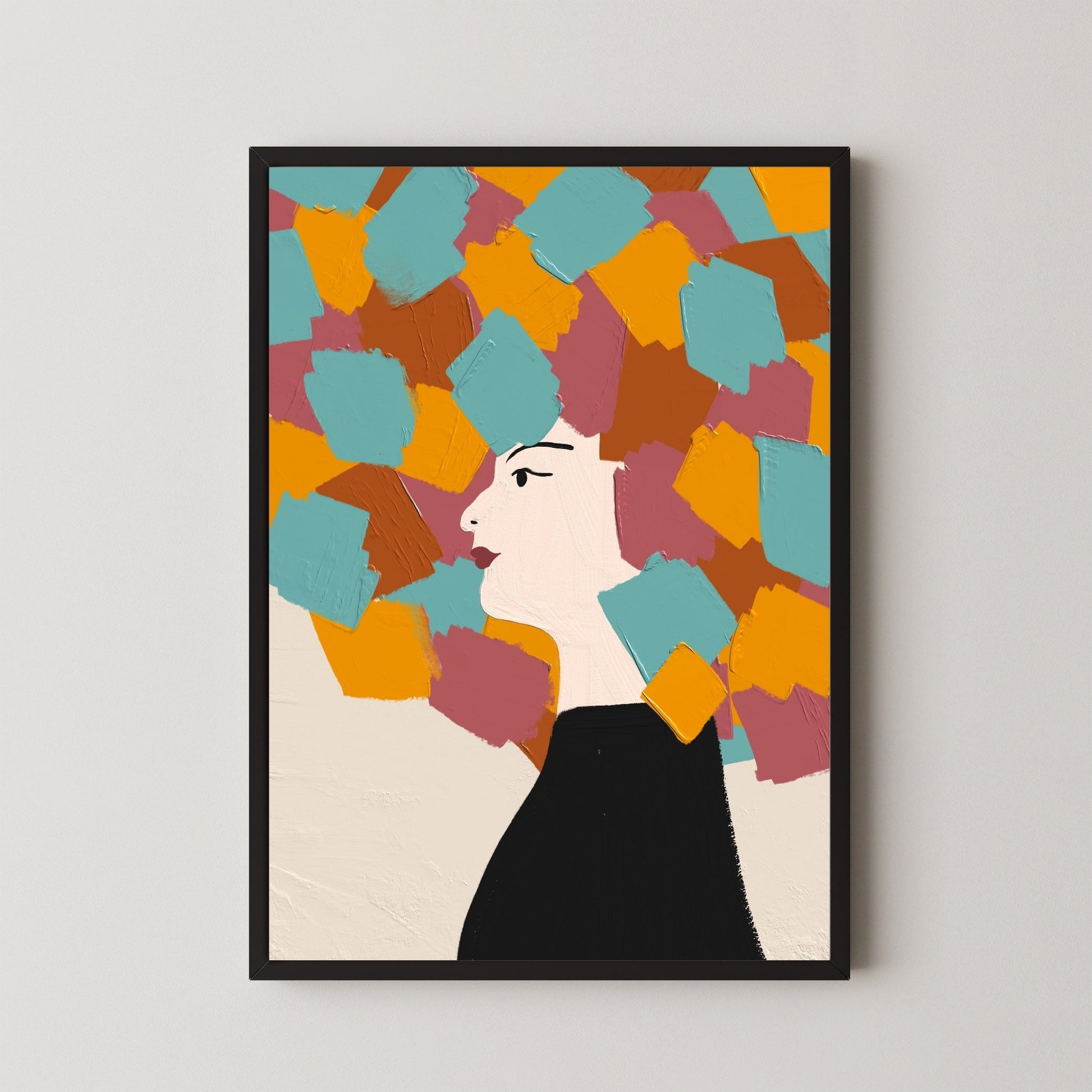 Colorful Thoughts – Abstract Woman Portrait Canvas 2 : 3 Vertical Premium Wall Art Canvas by MeriDeewar
