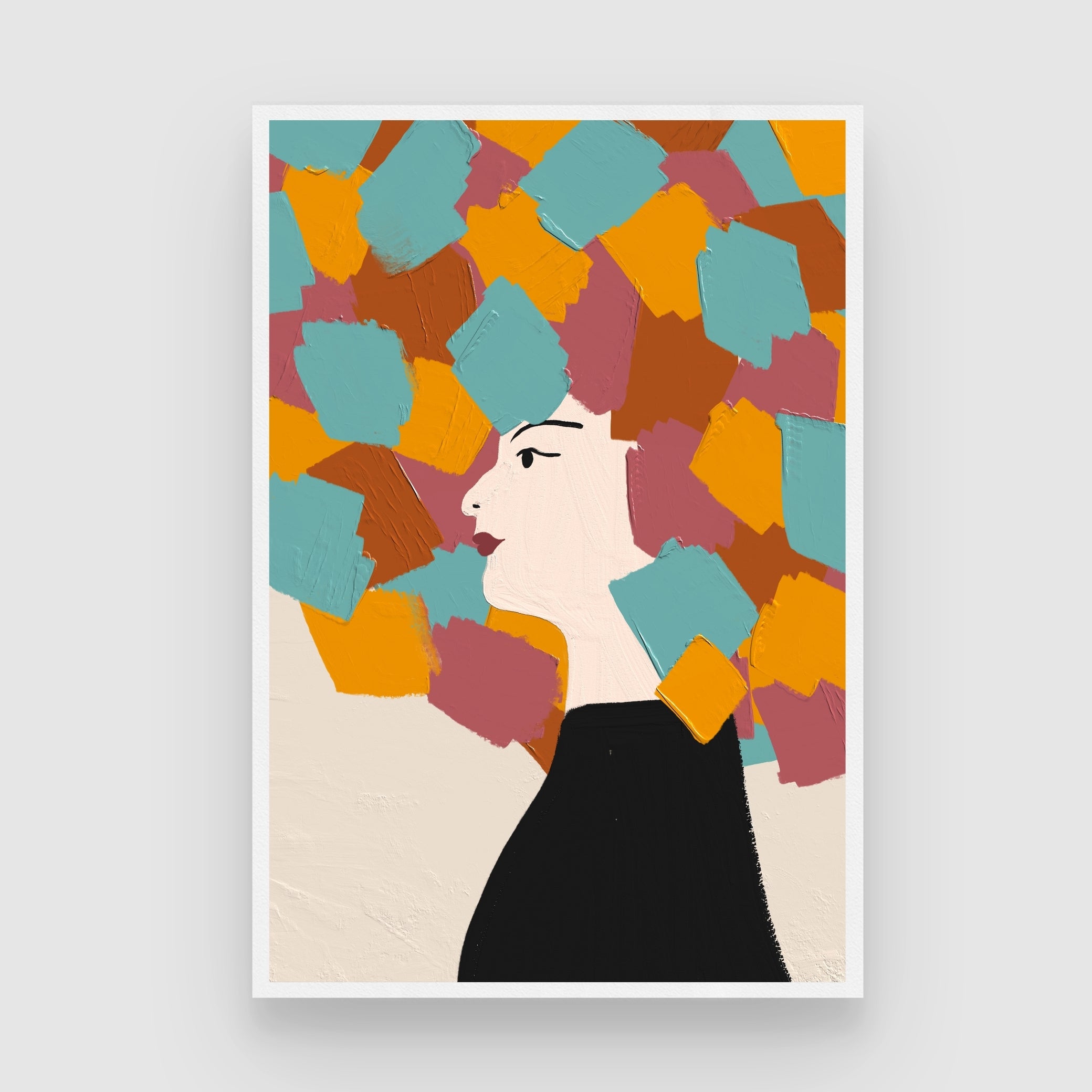 Colorful Thoughts – Abstract Woman Portrait Canvas 2 : 3 Vertical Premium Wall Art Canvas by MeriDeewar