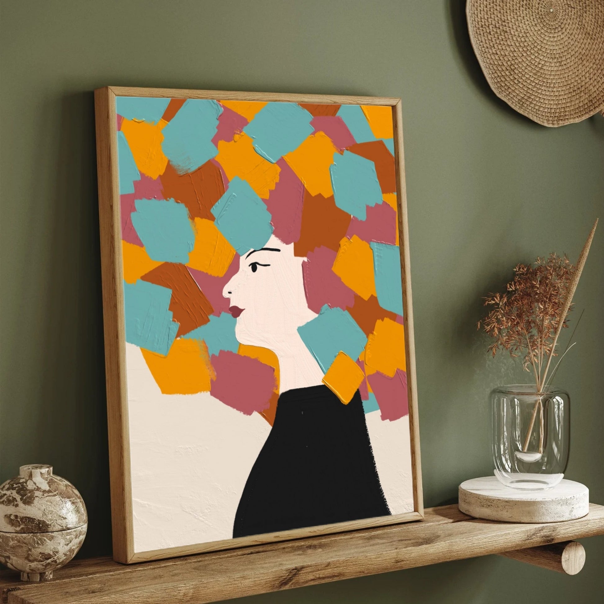 Colorful Thoughts – Abstract Woman Portrait Canvas 2 : 3 Vertical Premium Wall Art Canvas by MeriDeewar