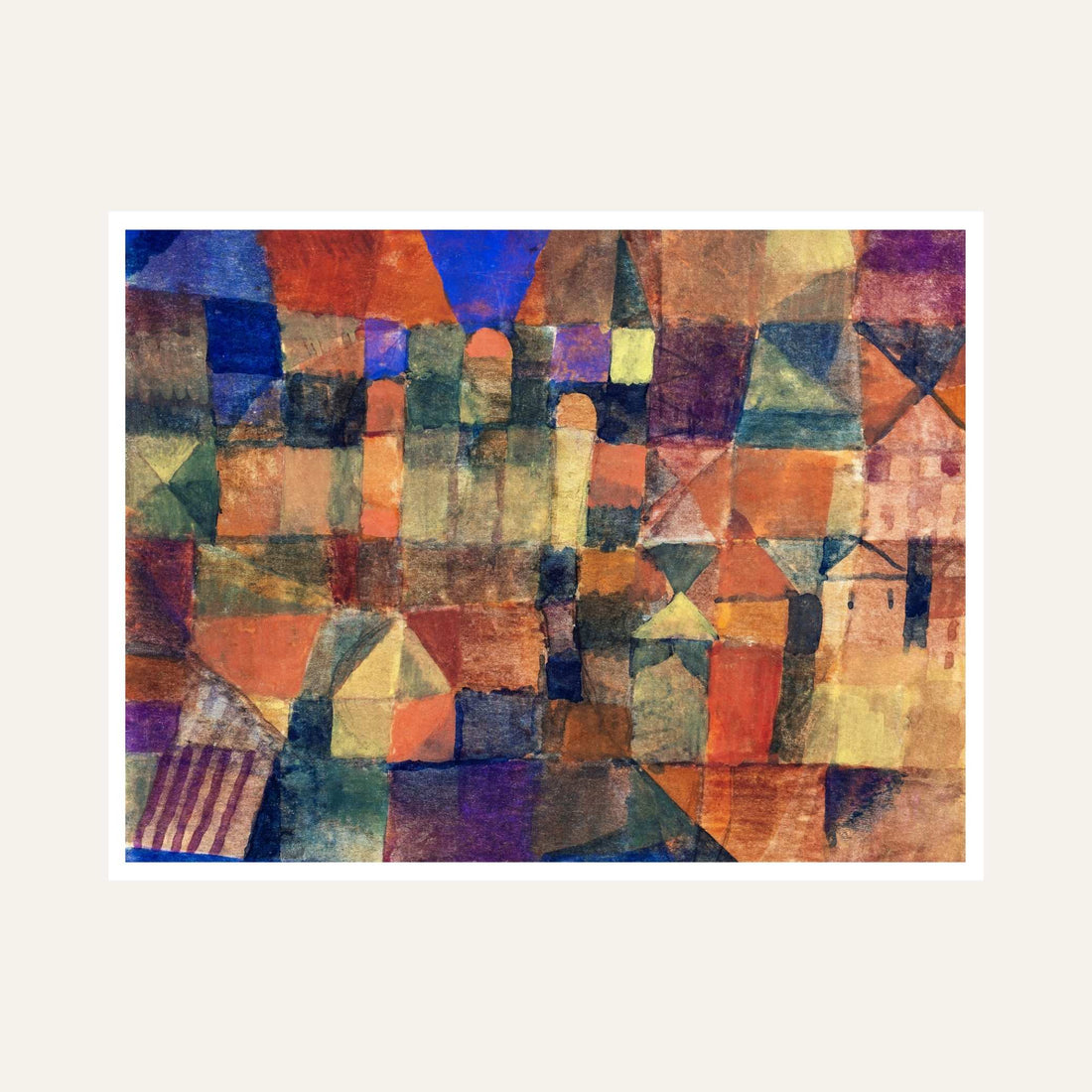 Colourful Abstract Cityscape Painting for Living Room | Paul Klee Wall Art | Giclée Print 6 : 5 Horizontal Premium Wall Art Canvas by MeriDeewar