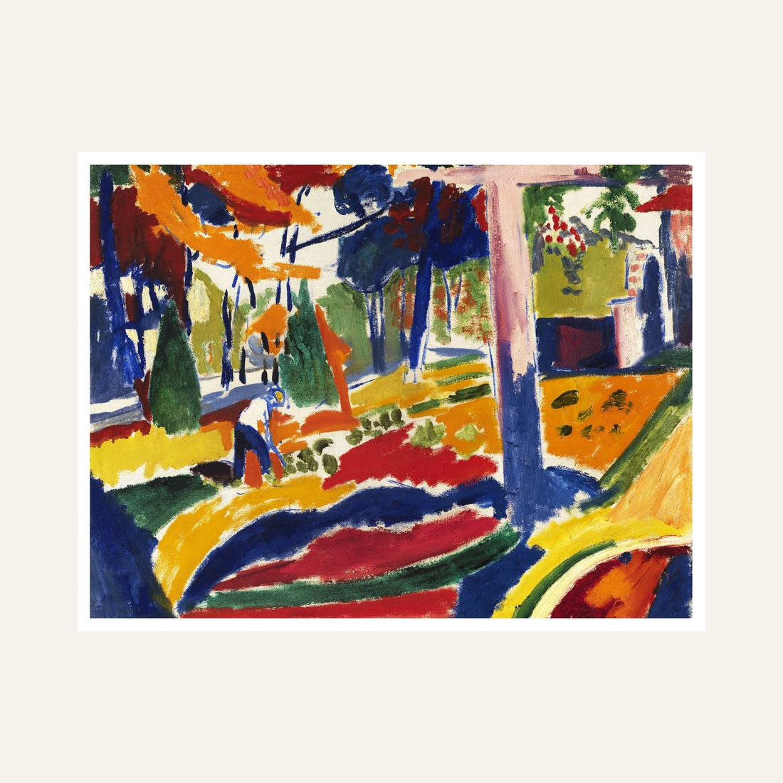 Colourful Abstract Garden Painting for Living Room | Vibrant Wall Art by Henry Lyman Saÿen 6 : 5 Horizontal Premium Wall Art Canvas by MeriDeewar