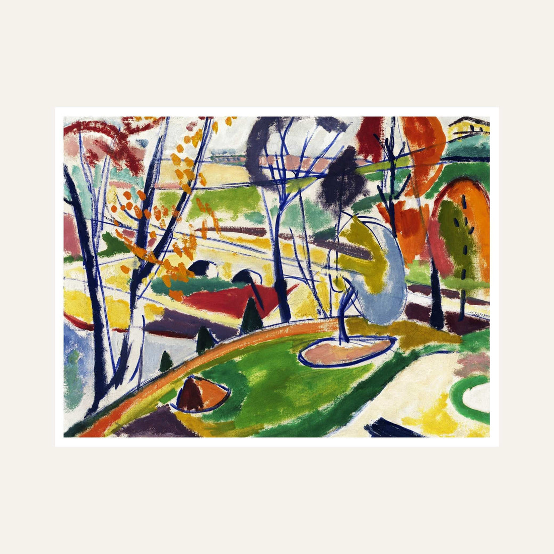 Colourful Abstract Scenery Painting for Living Room | Nature Landscape Wall Art | Giclée Print 6 : 5 Horizontal Premium Wall Art Canvas by MeriDeewar