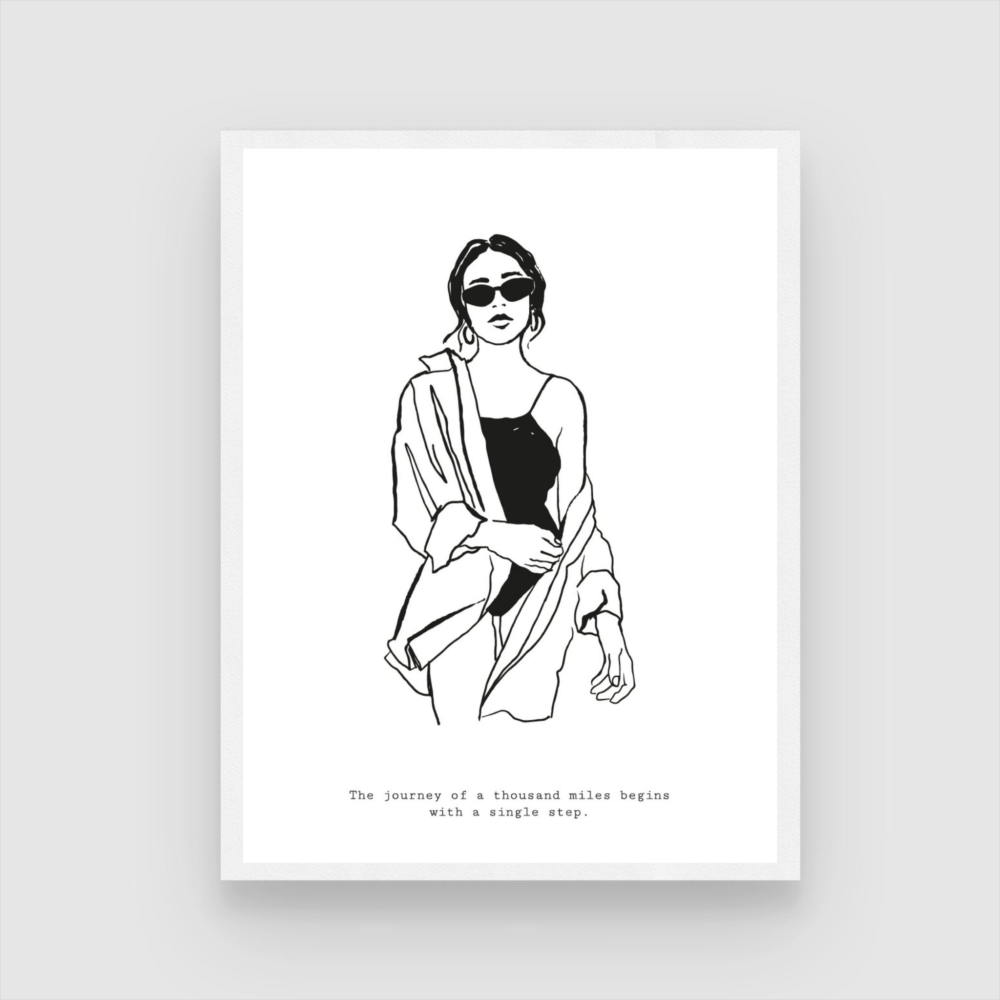 Confident Elegance – Minimalist Fashion Line Art Wall Print 2 : 3 Vertical Premium Wall Art Canvas by MeriDeewar