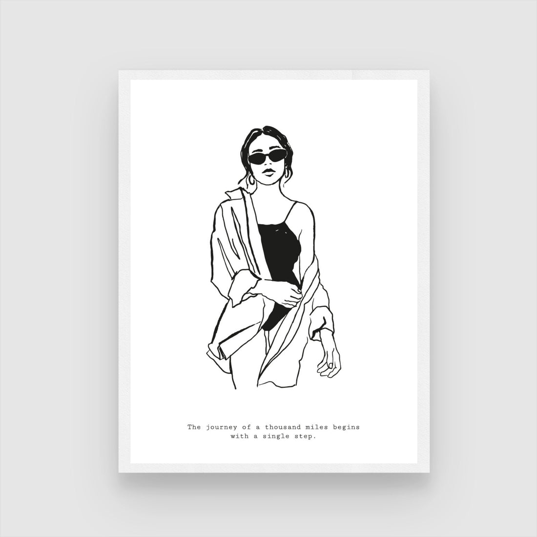 Confident Elegance – Minimalist Fashion Line Art Wall Print 2 : 3 Vertical Premium Wall Art Canvas by MeriDeewar