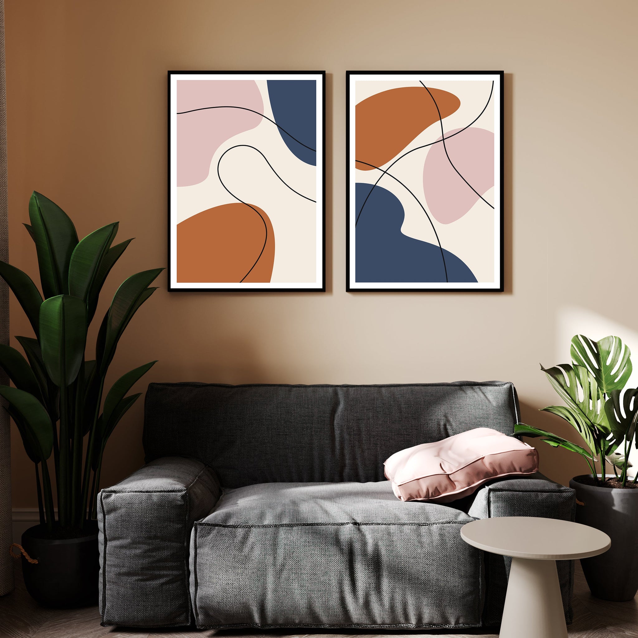 Contemporary Abstract Boho Painting | Modern Bohemian Canvas Wall Art Walls Premium Wall Art Canvas by MeriDeewar