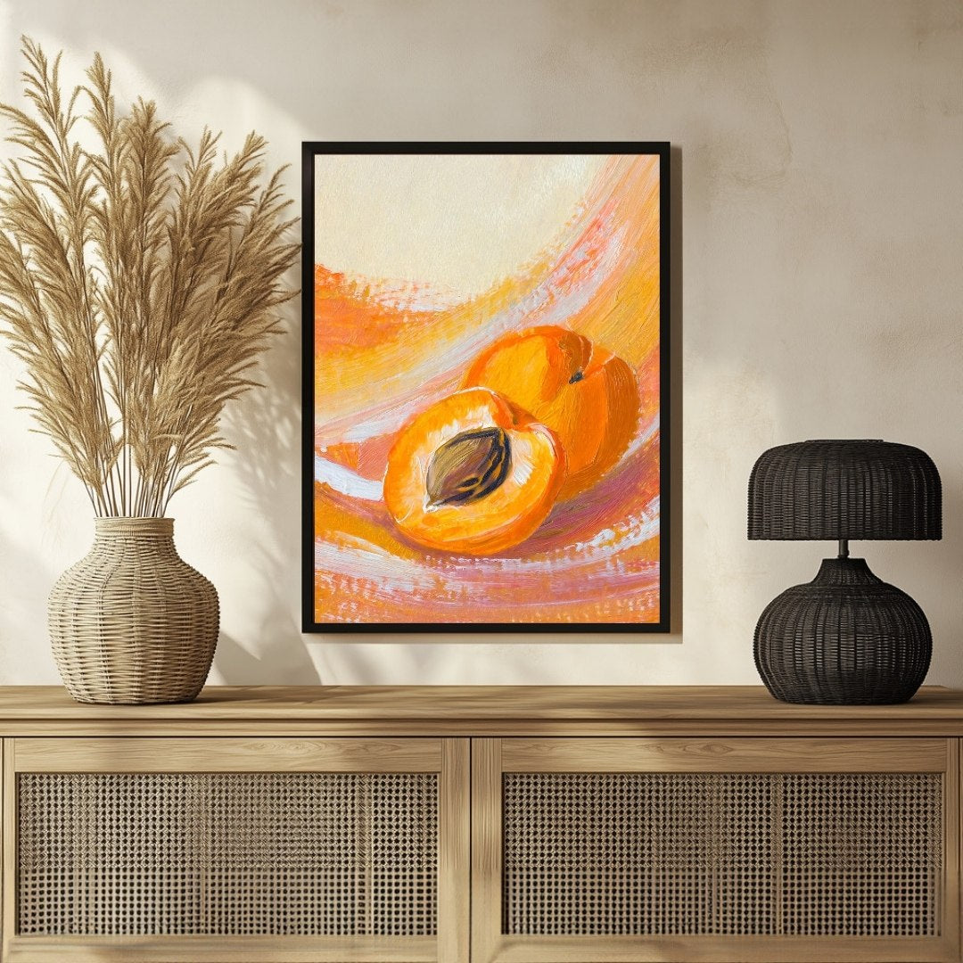 Contemporary Apricot Abstract Canvas Art - Perfect for Decor 3 : 4 Vertical New Premium Wall Art Canvas by MeriDeewar
