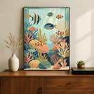 "Coral Reef Ecosystem" Art Poster | Vertical Borderless Art Frame Poster Premium Wall Art Canvas by MeriDeewar