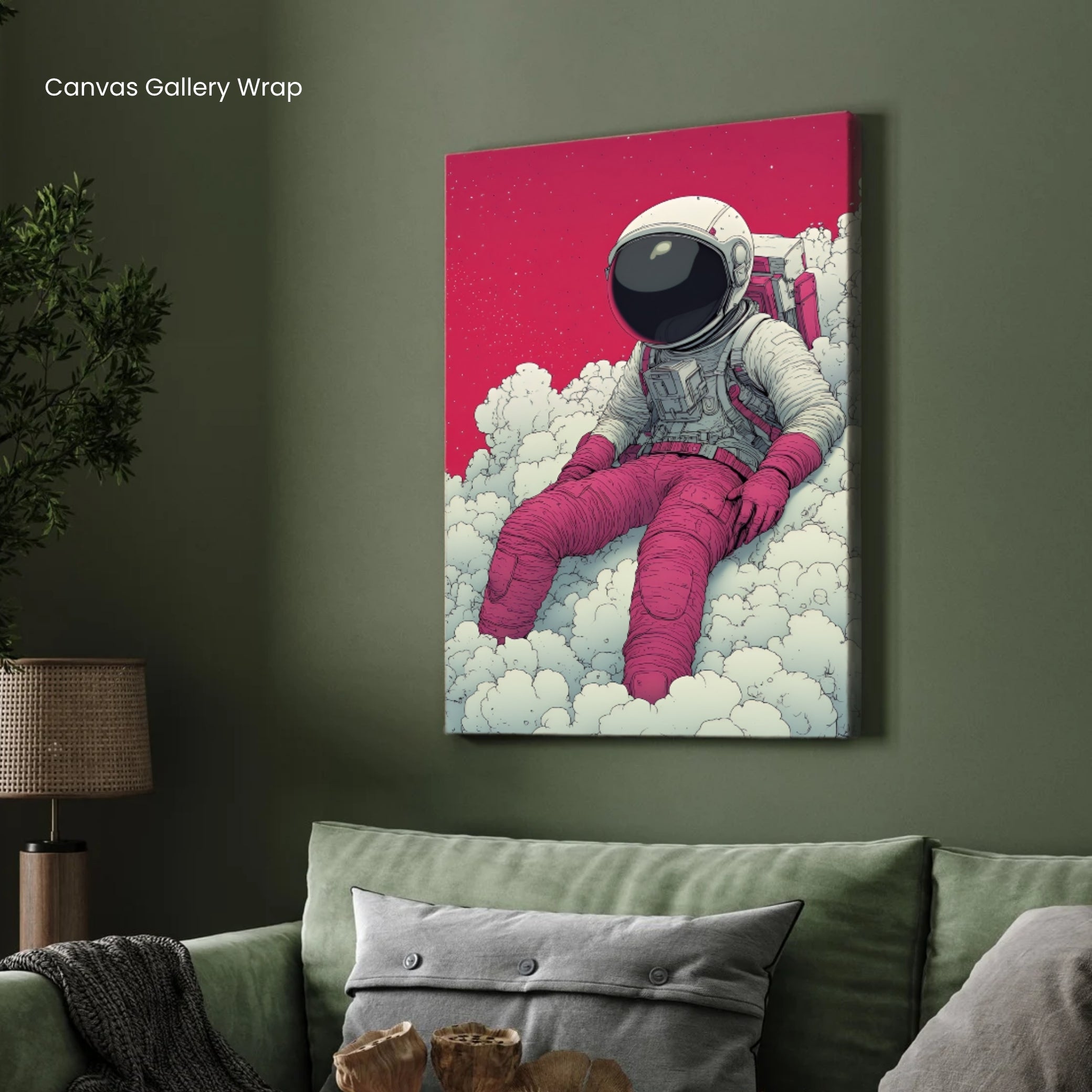Cosmic Dreamer – Astronaut Wall Art | Modern Pop Abstract Canvas Print for Home & Office 2 : 3 Vertical Premium Wall Art Canvas by MeriDeewar