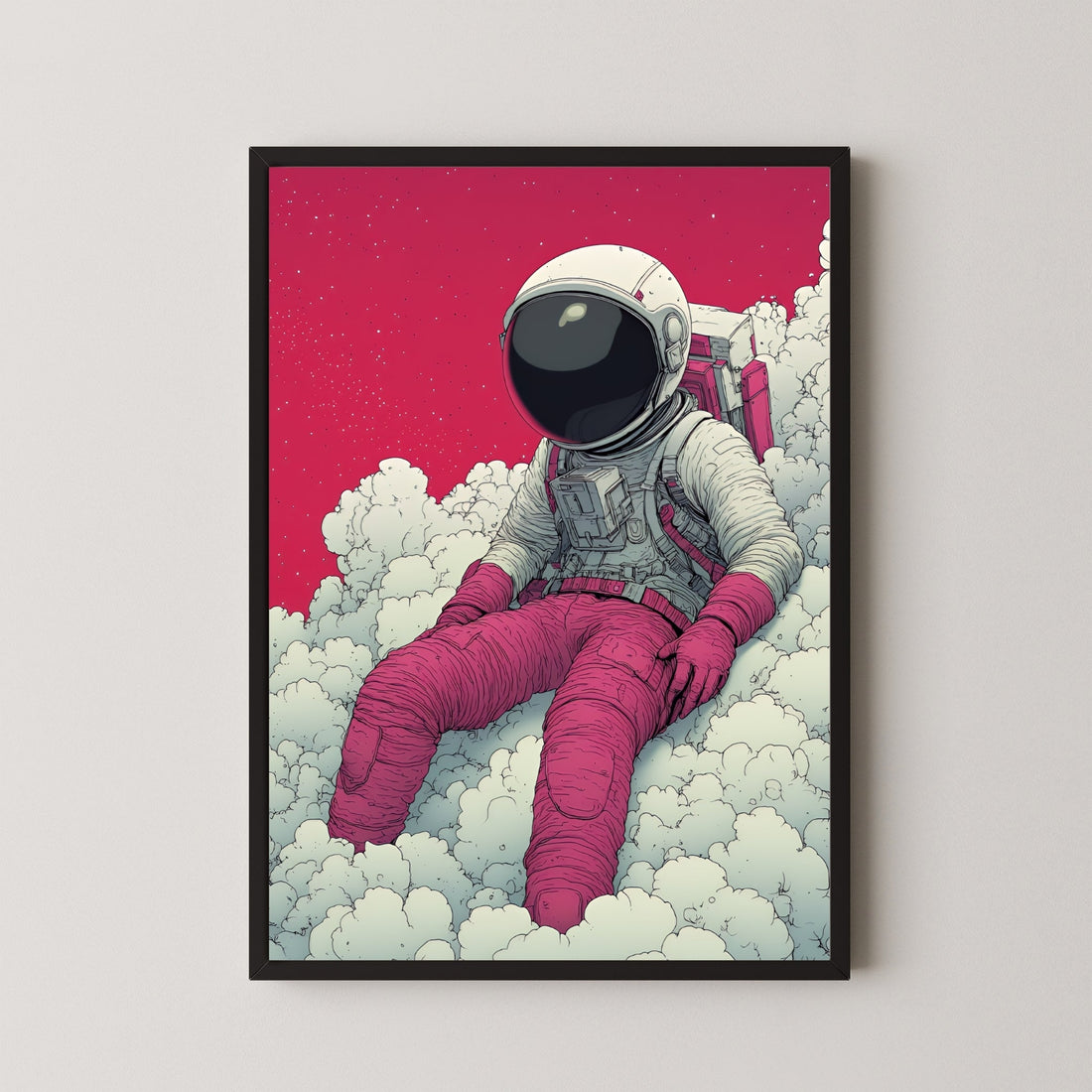 Cosmic Dreamer – Astronaut Wall Art | Modern Pop Abstract Canvas Print for Home & Office 2 : 3 Vertical Premium Wall Art Canvas by MeriDeewar
