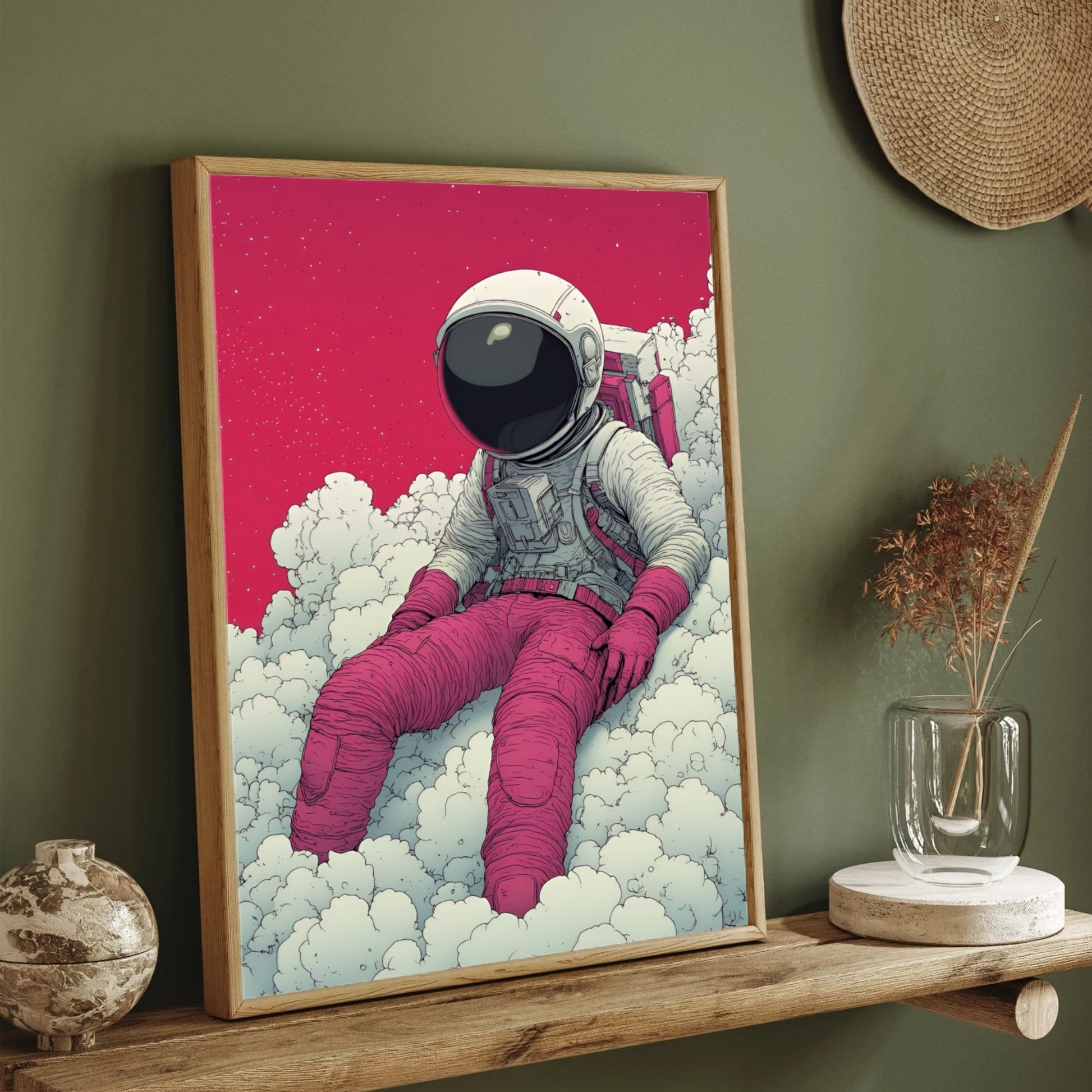 Cosmic Dreamer – Astronaut Wall Art | Modern Pop Abstract Canvas Print for Home & Office 2 : 3 Vertical Premium Wall Art Canvas by MeriDeewar