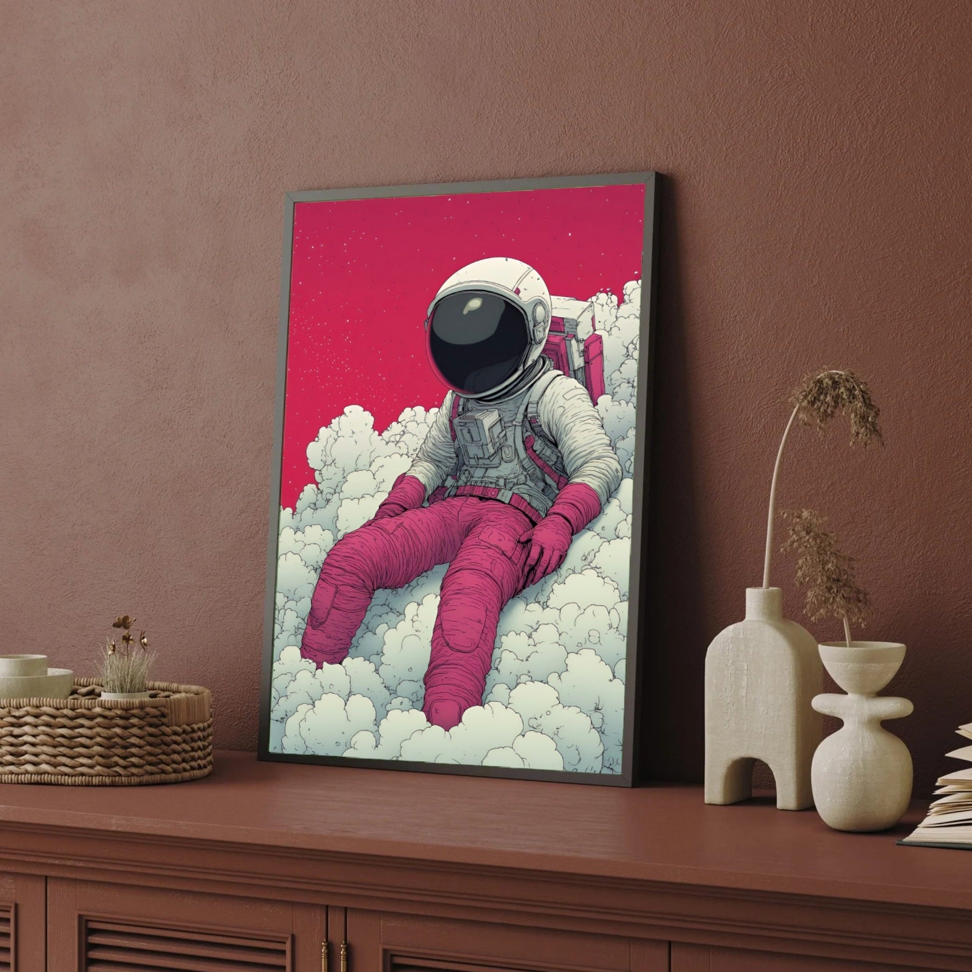 Cosmic Dreamer – Astronaut Wall Art | Modern Pop Abstract Canvas Print for Home & Office 2 : 3 Vertical Premium Wall Art Canvas by MeriDeewar