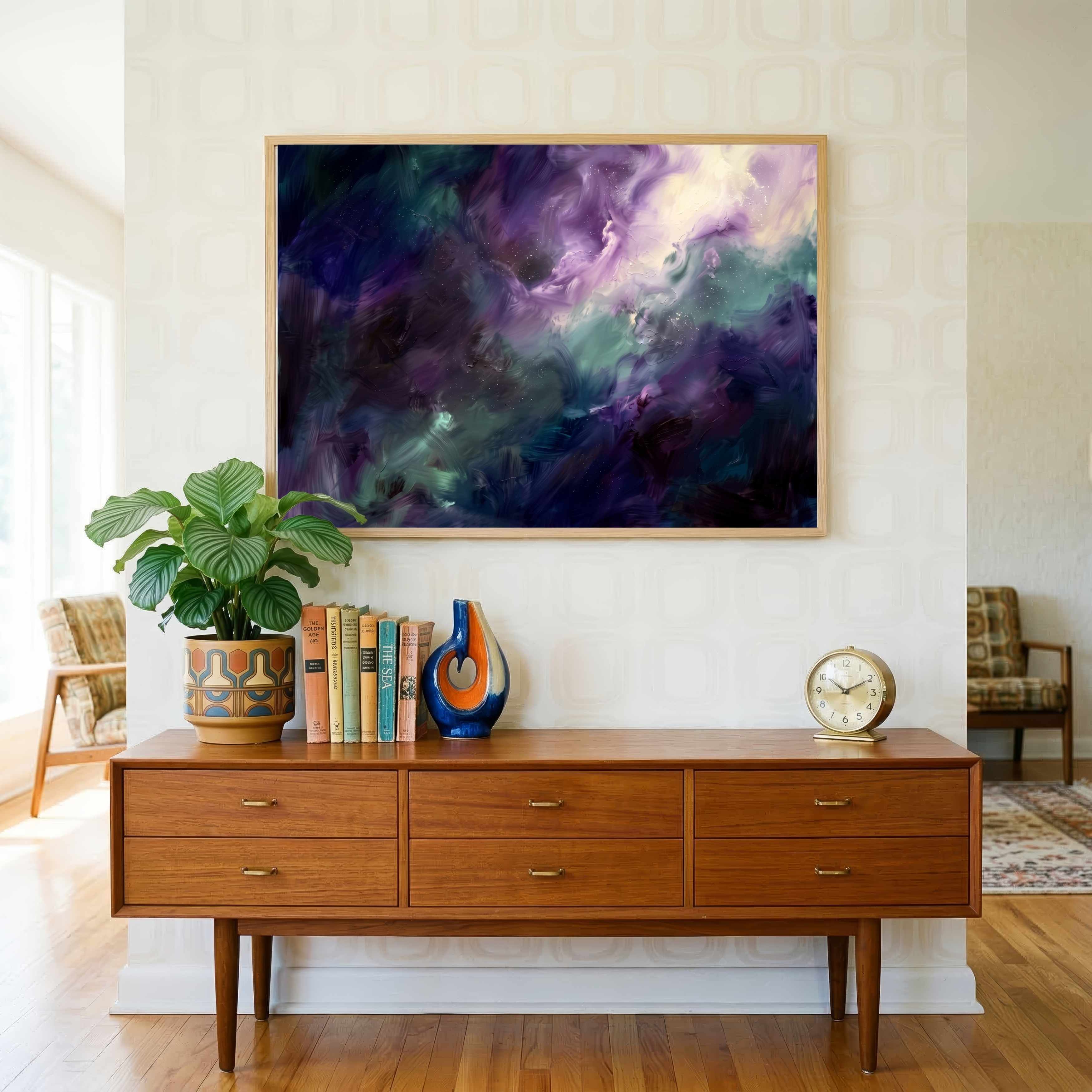 "Cosmic Nebula" Modern Abstract Celestial Giclée Print |Wall Art 3 : 4 Horizontal New Premium Wall Art Canvas by MeriDeewar
