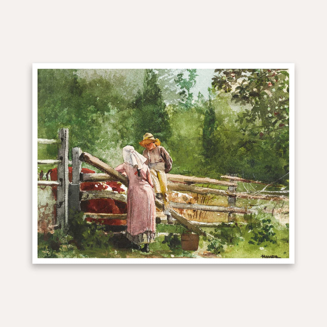Countryside Scenery Painting for Living Room | Rustic Village Wall Art | Giclée Print 4 : 3 Horizontal Premium Wall Art Canvas by MeriDeewar