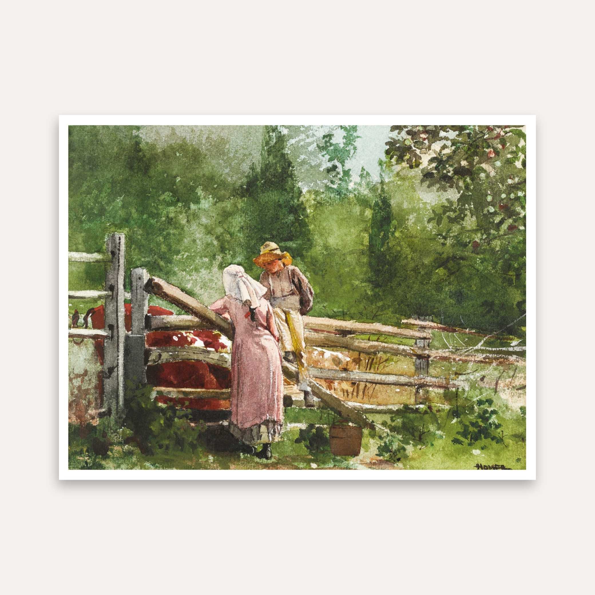 Countryside Scenery Painting for Living Room | Rustic Village Wall Art | Giclée Print 4 : 3 Horizontal Premium Wall Art Canvas by MeriDeewar
