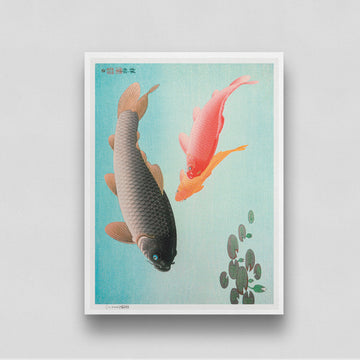 Couple Fish Poster by Ohara Koson 3 : 4 Vertical New Premium Wall Art Canvas by MeriDeewar