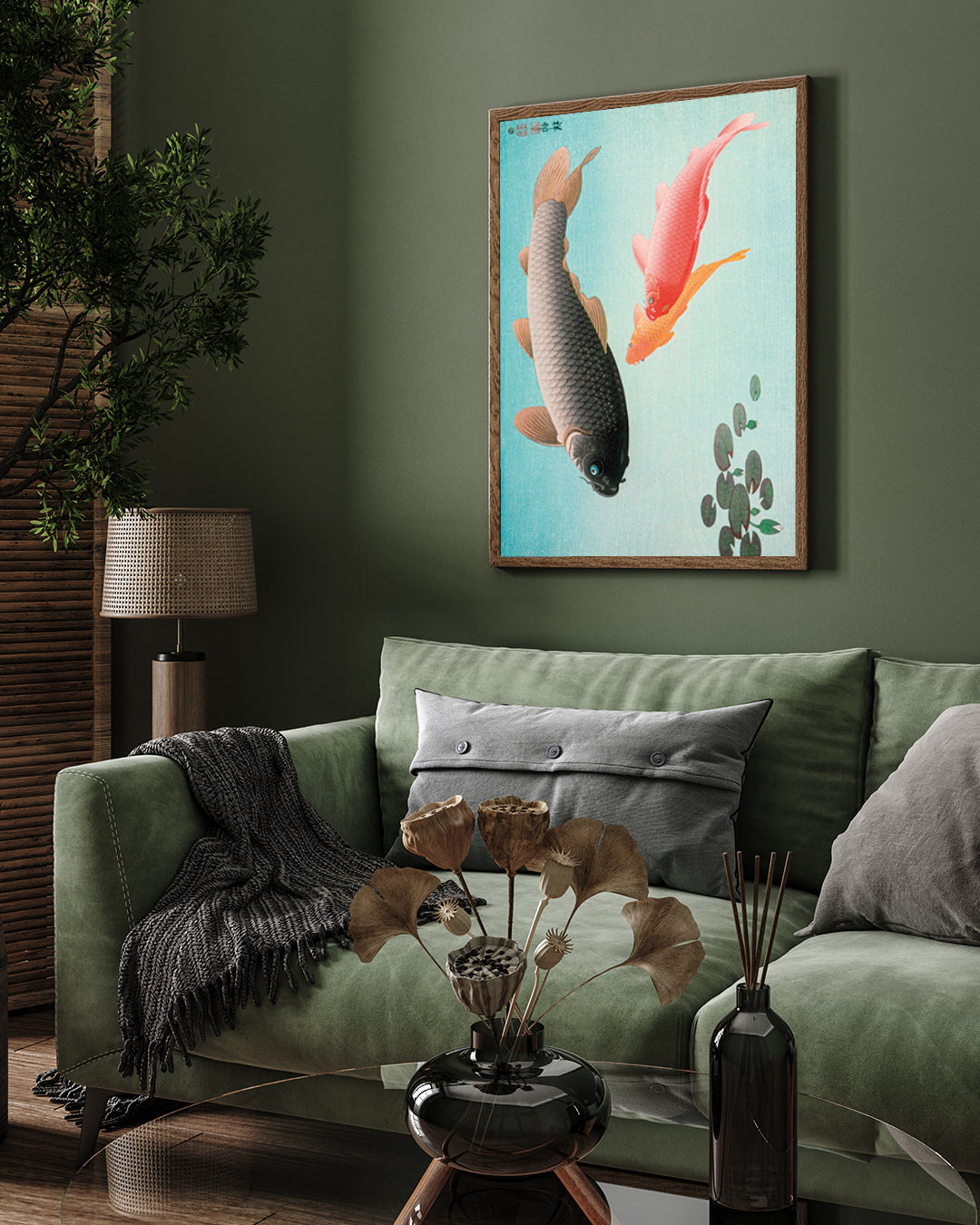 Couple Fish Poster by Ohara Koson 3 : 4 Vertical New Premium Wall Art Canvas by MeriDeewar