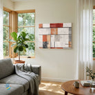 Courtyard Grid | Terracotta & Charcoal Geometric Abstract Wall Art 4 : 3 Horizontal Premium Wall Art Canvas by MeriDeewar