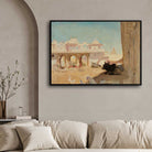 Courtyard of Maharajah's Palace Oil Painting | Horizontal Framed Print 4 : 3 Horizontal Premium Wall Art Canvas by MeriDeewar