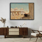 Courtyard of Maharajah's Palace Oil Painting | Horizontal Framed Print 4 : 3 Horizontal Premium Wall Art Canvas by MeriDeewar