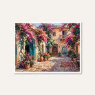 "Courtyard with Bougainvillea" Giclée Print | Indian Wall Art Print 4 : 3 Horizontal Premium Wall Art Canvas by MeriDeewar