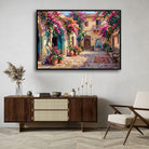 "Courtyard with Bougainvillea" Giclée Print | Indian Wall Art Print 4 : 3 Horizontal Premium Wall Art Canvas by MeriDeewar