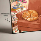 "Cozy Afternoon Nap" Sleeping Cat  Art Poster | Vertical Borderless Art Frame Poster Premium Wall Art Canvas by MeriDeewar