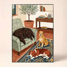 "Cozy Canine Companions" Dog Art Poster | Vertical Borderless Art Frame Poster Premium Wall Art Canvas by MeriDeewar