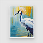 Crane Bird Abstract Art on Canvas - Exquisite Wall Decor 3 : 4 Vertical New Premium Wall Art Canvas by MeriDeewar