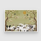 Cranes & Cherry Blossoms — Oriental Crane Canvas Print 2 : 3 Horizontal Premium Wall Art Canvas by MeriDeewar