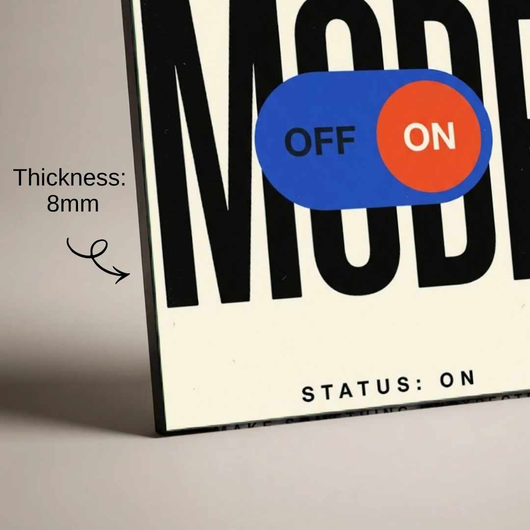 "Creative Mode: On" Minimalist Typography Poster | Vertical Borderless Art Frame Poster Premium Wall Art Canvas by MeriDeewar