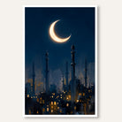 Crescent Moon & Mosque | Islamic Wall Art 2 : 3 Vertical Premium Wall Art Canvas by MeriDeewar