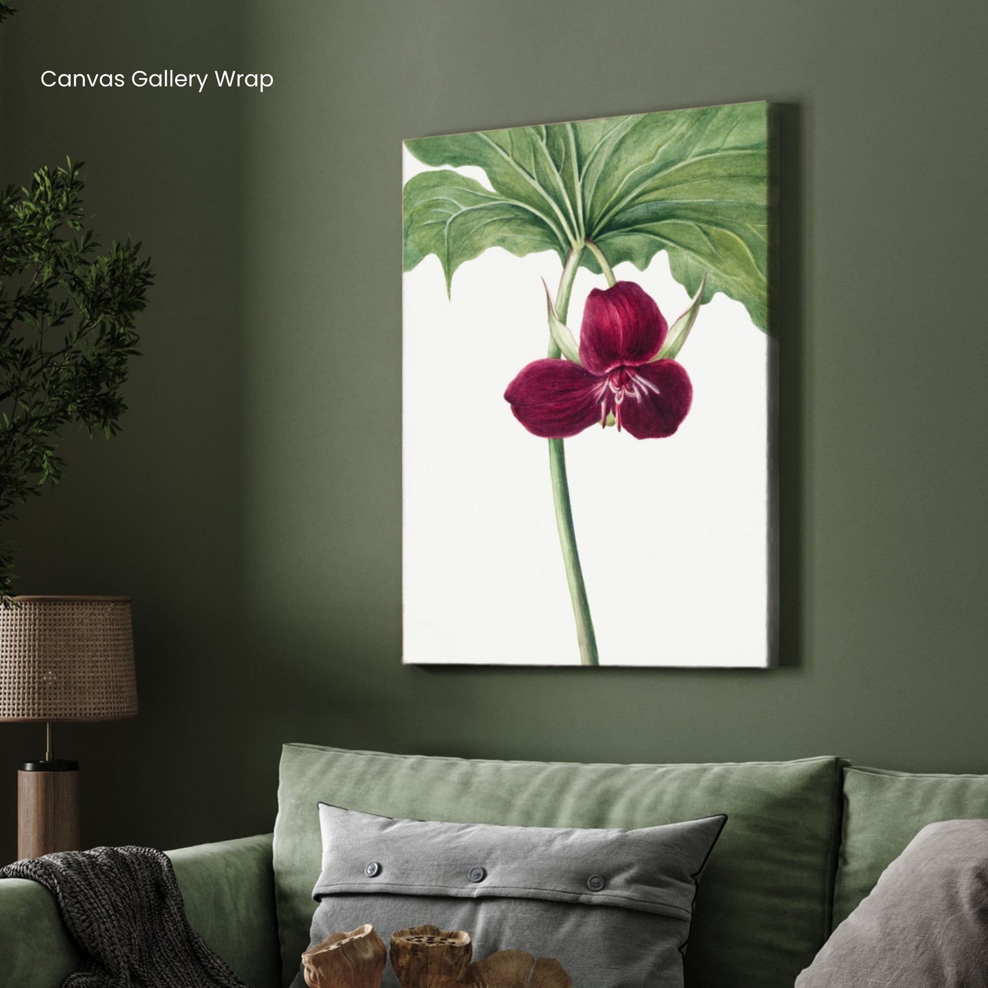 Crimson Bloom – Elegant Botanical Wall Art Print 2 : 3 Vertical Premium Wall Art Canvas by MeriDeewar